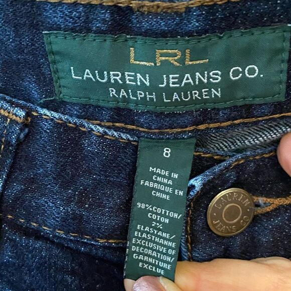 Ralph Lauren Sz 8 Blue Darkwash Denim Tapered Leg Jeans - Picture 6 of 6